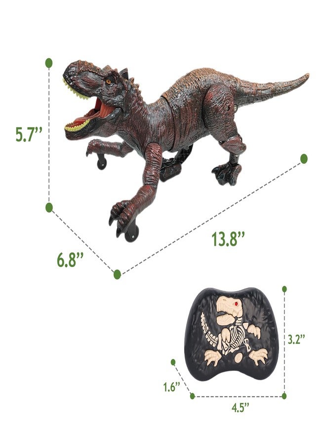 Moskiddo Remote Control Dinosaur Toys for Kids 3-5, 5-7, 8-12, 10-12, Electronic RC T Rex Dino Robot Toy for Boys, Top Christmas & Birthday Gifts for 6 7 8 9 10 11 & 12 Year Old Boys (Color: Brown) - Image 2